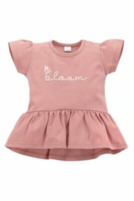 Baby & Kinder Mädchen Sommer Tunikakleid Shirt mit BLOOM Print & Rüschen aus Baumwolle in Rosa von Pinokio - Vorderansicht Tunikashirt