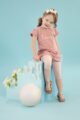 Baby & Kinder rosa Tunikashirt Kleid mit Rüschen, Schriftzug BLOOM & Sommerleggings 3/4 für Mädchen in Baumwolle von Pinokio - Kinderfoto roothaariges Mädchen