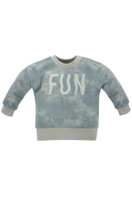 Baby & Kinder Sweatshirt im Batik Design & FUN Print in Blau Grün Mint für Jungen von Pinokio - Vorderansicht langarm Oberteil