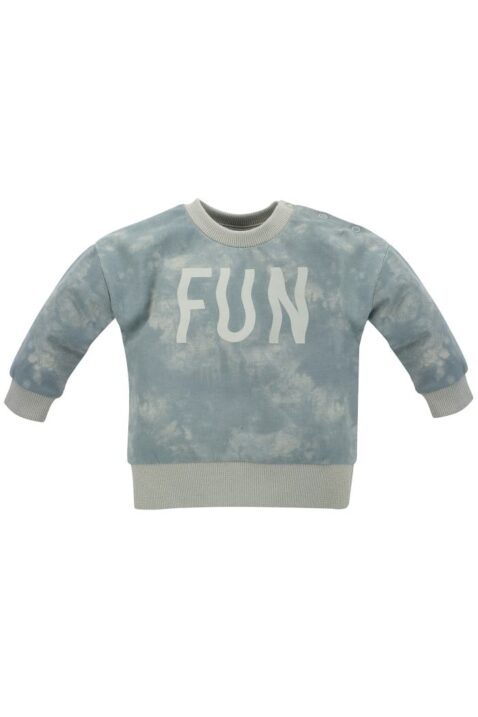 Baby & Kinder Sweatshirt im Batik Design & FUN Print in Blau Grün Mint für Jungen von Pinokio - Vorderansicht langarm Oberteil