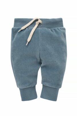 Pinokio Baby & Kinder Velours Sweathose Jogginghose mit Bündchen & Kordel in Blau für Mädchen aus weicher Baumwollmischung – Vorderansicht Basic Mädchenhose