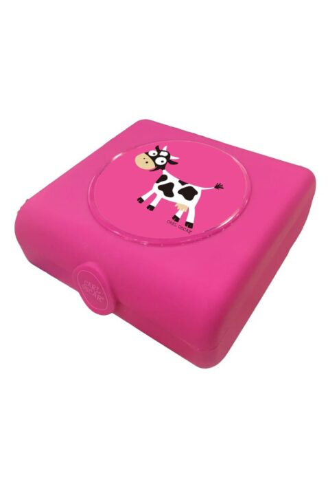 Baby & Kinder Lunchbox Sandwichbox Brotbox mit Kuh Tiermotiv in Lila Violett - Kids Frühstücksbox von Carl Oscar - Vorderansicht