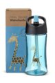 Baby & Kinder Trinkflasche Wasserflasche mit Giraffe in Türkis Blau- Tier Kids Kindertrinkflasche transparent von Carl Oscar - Vorderansicht water bottle