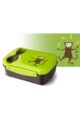 Baby & Kinder Lunchbox Sandwichbox mit Kühlakku, Multifunktionsbesteck & Tierdesign Affe in Grün von Carl Oscar- Vorderansicht Kids Frühstücksdose für Kindergarten & Schule
