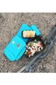 Kinder Frühstücksbox Lunchbox mit Giraffe in Blau & Kühlakku mit Multifunktionsbesteck im Tierdesign von Carl OScar - Draufsicht Brotdose Ausflug Kindergarten
