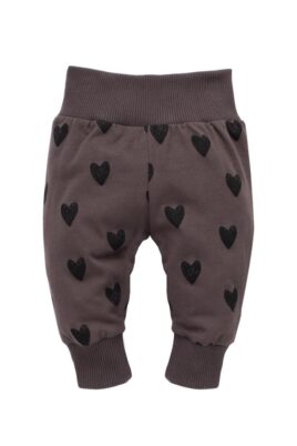 Mädchen Kinder & Baby Leggings Sweathose mit Herz Motiv & Komfortbund in Braun von Pinokio - Vorderansicht Schlupfhose dunkelbraun
