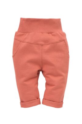 Pinokio Baby & Kinder Mädchen Sweathose Schlupfhose mit Taschen, Beinumschlag & Komfortbund in Rot aus Baumwolle – Vorderansicht ziegelrote Basic Mädchenhose