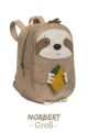 Handmade Rucksack für Kinder Babys groß veganes Kunstleder Faultier in Braun - Mädchen & Jungen Tier handgefertigter Bag Babyrucksack mit Reißverschluss von LITTLE WHO - Seitenansicht Sloth backpack