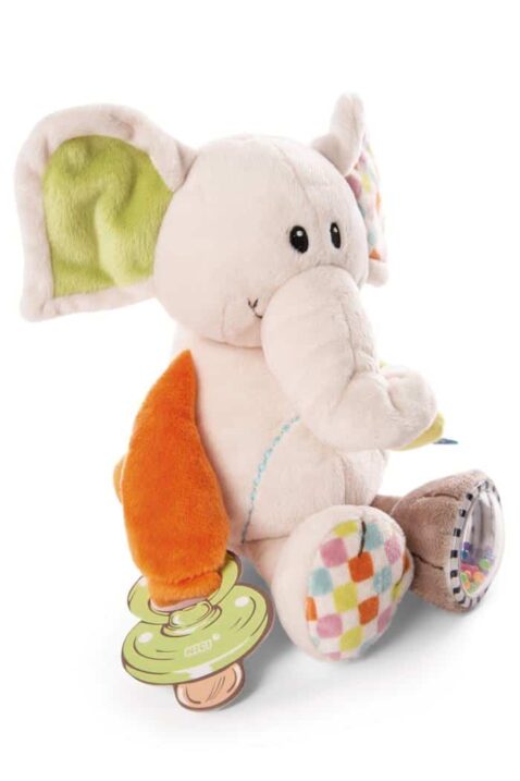 Activity Elefanten Baby & Kinder Kuscheltier Spielzeug mit Rassel, Quietsche & Schnullerbefestigung als Geschenkidee von My First NICI - Seitenansicht Elephant Aninmal Plüschtier
