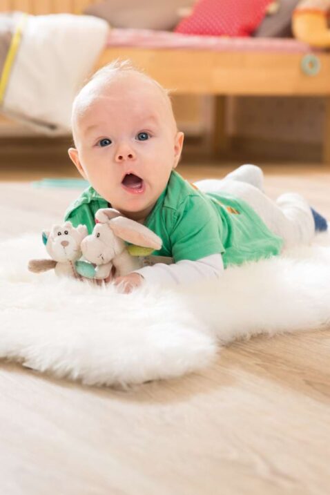 Baby & Kinder Bär Taps & Hase Tilli Greifling mit Rassel & Knisterpapier 11 cm aus Plüsch von My First NICI - Babyfoto Junge mit Rabbit & Bear Babyspielzeug