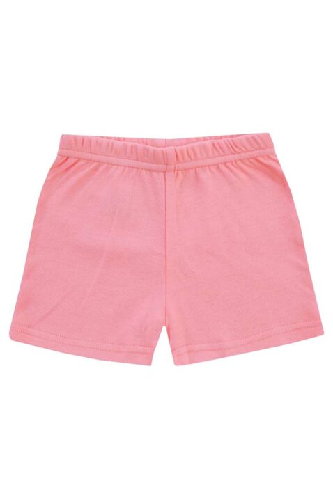 Babyset & Kinderset rosa 2-teilig aus Sommershorts unifarben Basic & T-Shirt mit Eis gestreift für Mädchen aus 100% Baumwolle von Boley - Vorderansicht rosa Shorts mit Komfortbund des Sommersets