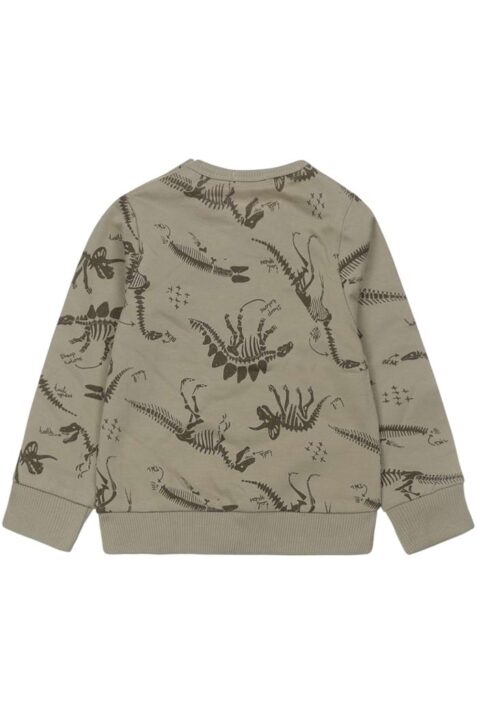 Baby & Kinder Jungen Pullover Sweater mit Dinos Skelette & ADVENTURE AWAITS Print in Grün Khaki von Dirkje - Rückansicht Animal Rundhalspullover
