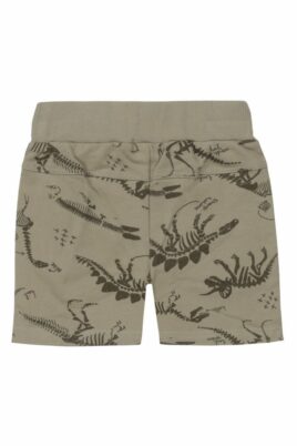 Baby & Kinder Jungen kurze Hose Shorts mit Taschen & Dinos Skelette gemustert in Grün Khaki von Dirkje - Rückansicht Animal kurze Sommerhose Jungenhose