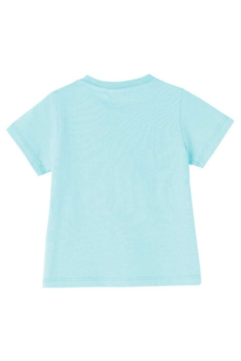 Baby & Kinder Jungen & Mädchen Sommer Kurzarmshirt mit COOL AS A KOALA Print & Rundhalsausschnitt in Türkis Grün von NEWNESS - Rückansicht T-Shirt