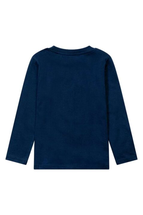 Baby & Kinder blaues Langarmshirt mit Tigermotiv, Let´s Go Wild Print & Rundhalsausschnitt für Jungen aus Baumwolle von Minoti - Rückansicht Kindershirt Oberteil mit langen Ärmeln