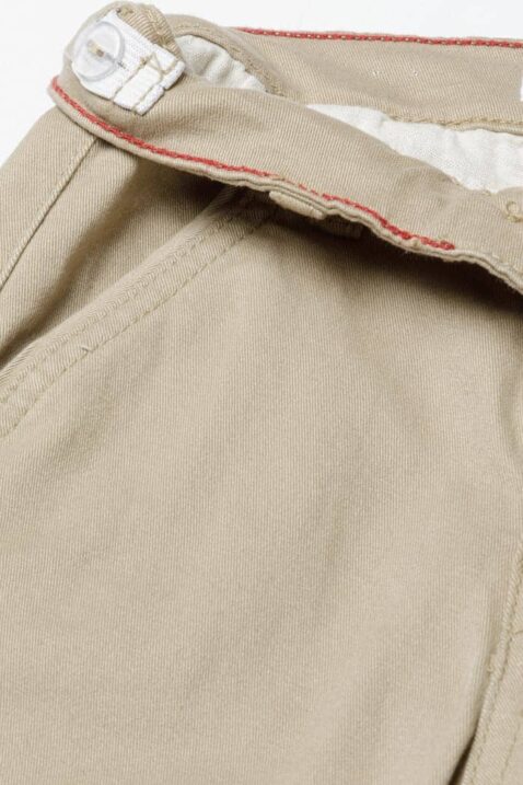 Beige Braune elastische Jungen Chinohose klassisch mit Taschen & Beinumschlag für Babys & Kinder von Minoti - Detailansicht Jungen Freizeithose Chino