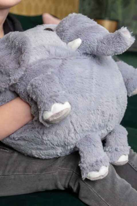 Baby & Kinder 3-in-1 Elefant mit Rüssel & Ohren Kuscheltier Muff, Kinderplüschtier, Kissen mit Eingriff für Hände zum Wärmen - Großes XXL Plüschtier Elephant als Stofftier Geschenk von COZY NOXXIEZ - Inspiration Hände als Eingriff Handwärmer