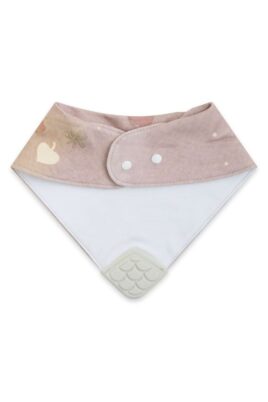 Dreieckstuch Halstuch mit Beißecke aus weichem Silikon & Rehkitz Motiv in Rosa für Babys & Kinder von TUC TUC - Rückansicht deer 2-fach verstellbares Bandana Lätzchen doppellagig Mädchen