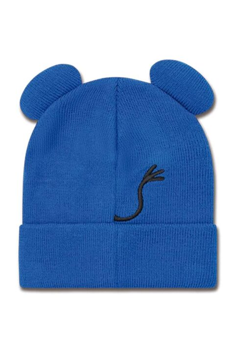 Warme Elefanten Babymütze & Kindermütze Beanie mit breitem Umschlag & Ohren in Blau von KOAA - Rückansicht Mädchenmütze & Jungenmütze Strickmütze als Lizenzprodukt aus Die Sendung mit der Maus