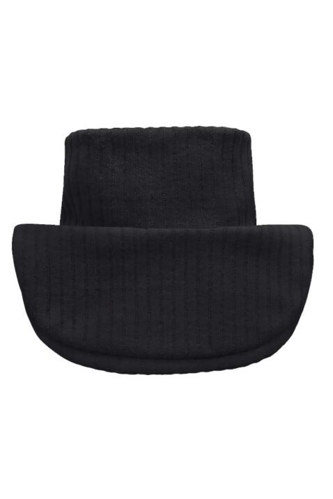 Dicker schwarzer Baby & Kinder Winter Strick Loop-Halswärmer aus warmem Strick von Pinokio - Vorderansicht Schlauch Winterschal & Herbstschal unifarben in Rollkragenform für Mädchen & Jungen