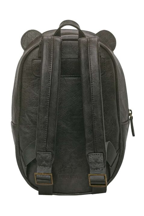 Schwarzer veganer Panda Suki Tier Kindergartenrucksack aus Kunstleder mit verstellbaren Trägern recycelt von LITTLE WHO - Rückansicht Kita, Schule & Freizeit Rucksack für Mädchen & Jungen tierfreier Lederimitat Kinderrucksack Backpack